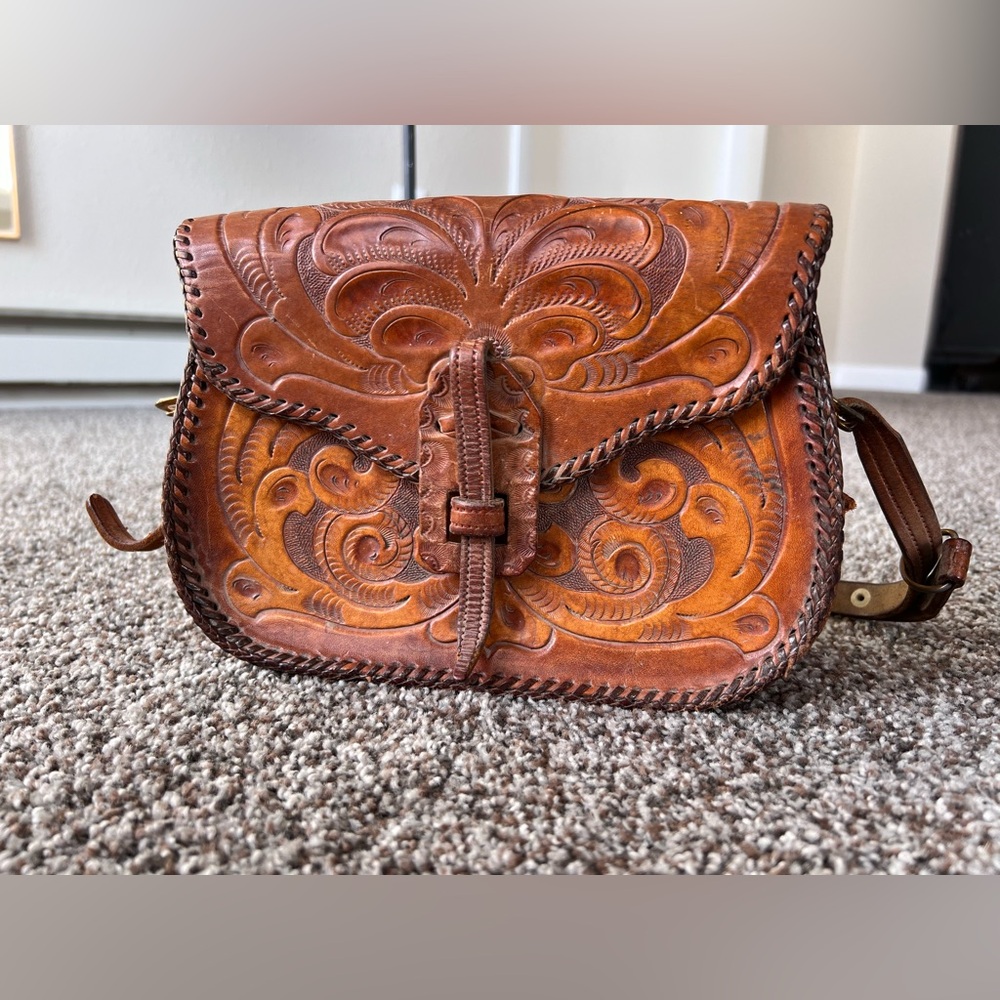 Gorgeous hand tooled leather handbag